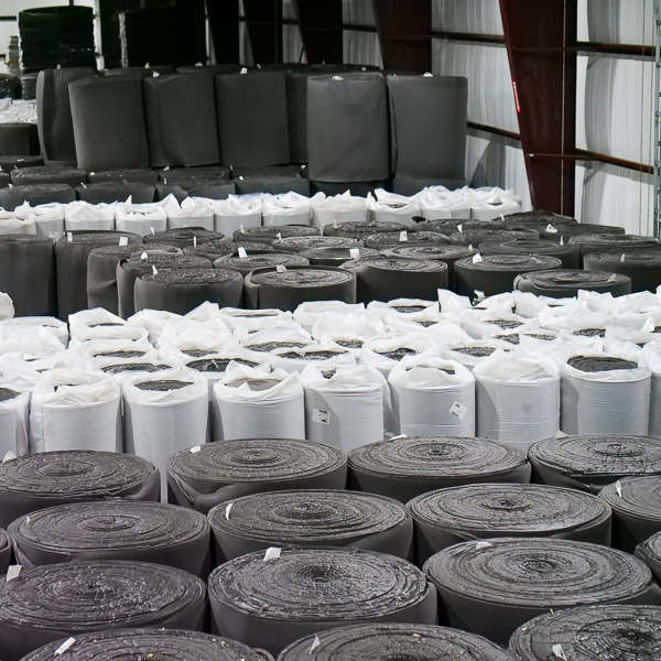supplier warehouse full of polyurethane foam rolls