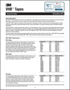 3M VHB Data Sheet